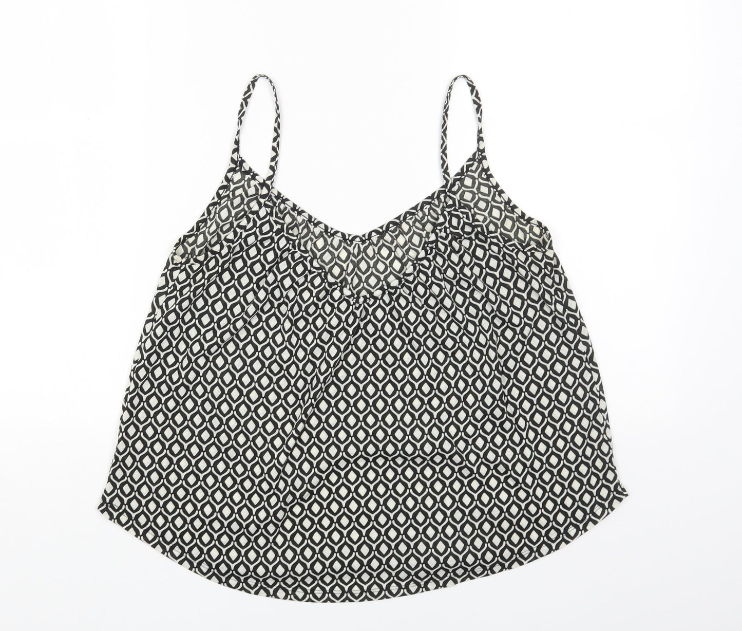 H&M Womens Beige Geometric Cotton Camisole Blouse Size S V-Neck