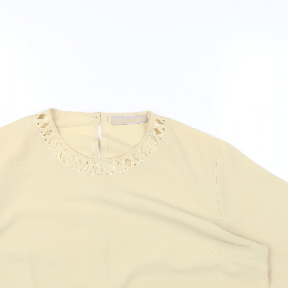 Daxon Womens Beige Polyester Basic T-Shirt Size 16 Round Neck