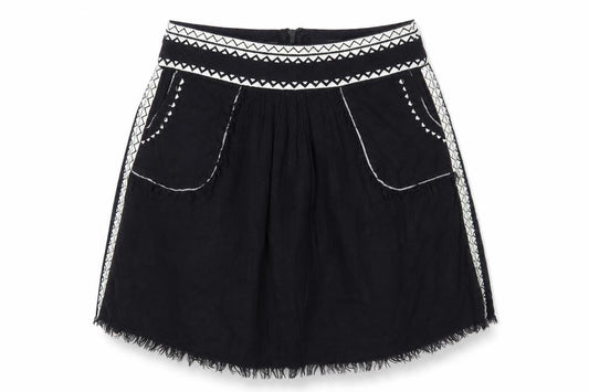 AND/OR Womens Black Geometric Cotton Mini Skirt Size 12 Zip