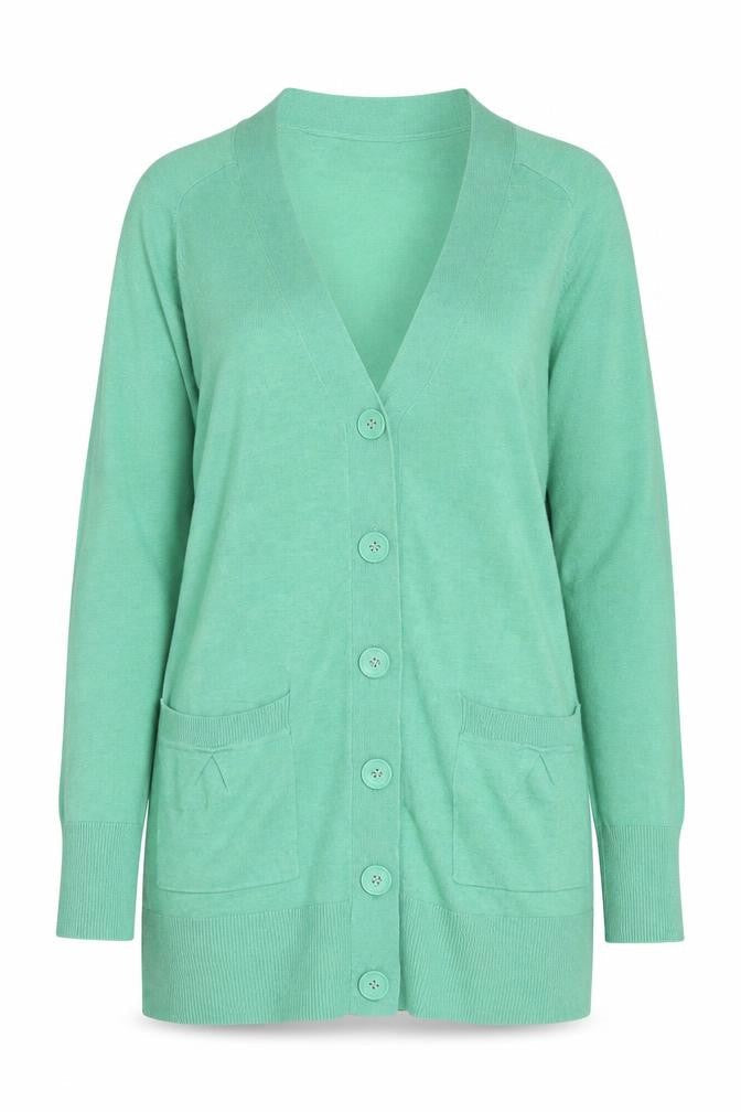 John Lewis Womens Green V-Neck Viscose Cardigan Jumper Size 10
