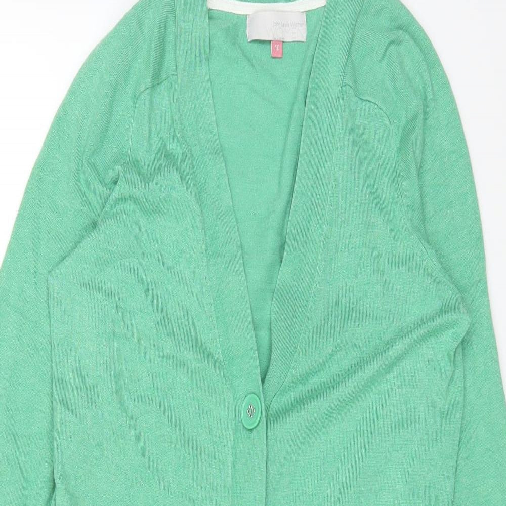 John Lewis Womens Green V-Neck Viscose Cardigan Jumper Size 10
