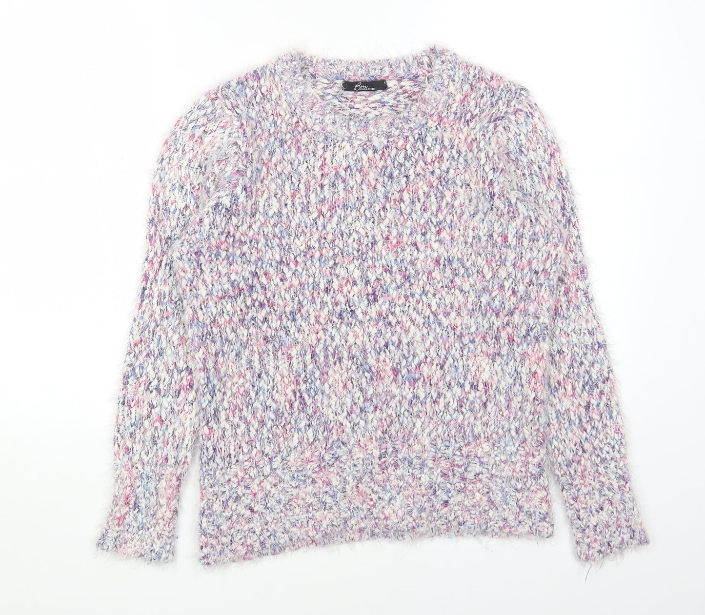 BM Womens Multicoloured Round Neck Polyester Pullover Jumper Size S