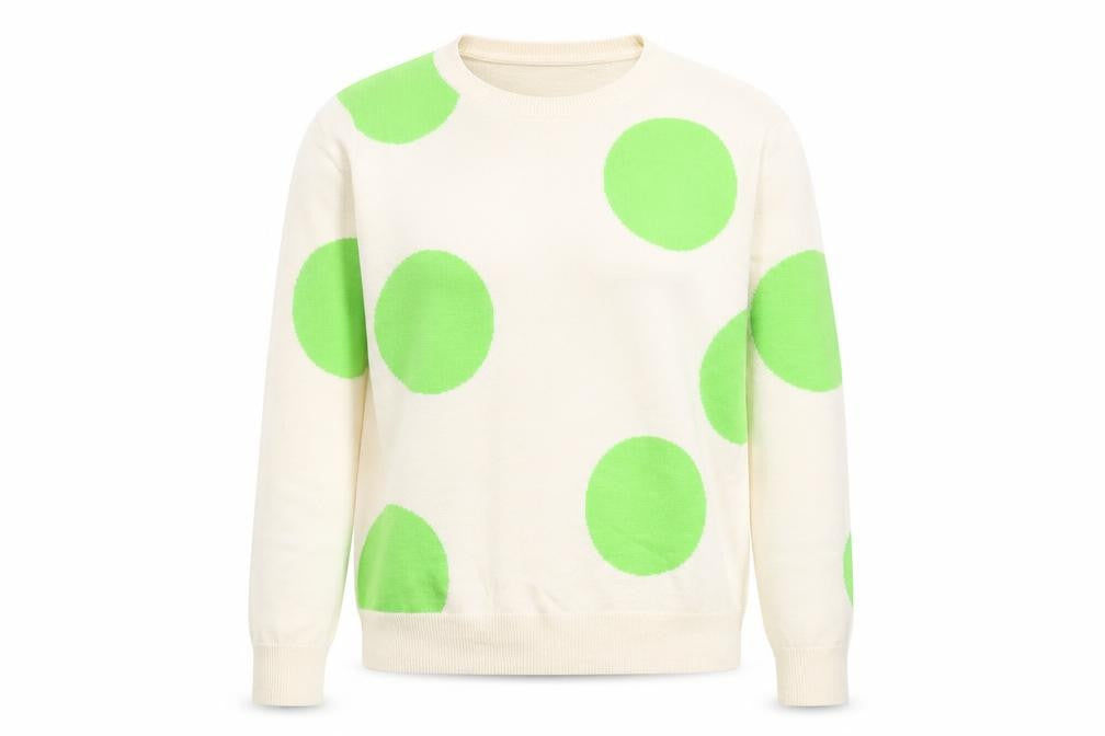 Marks & Spencer Womens Beige Round Neck Polka Dot Acrylic Pullover Jumper Size 10