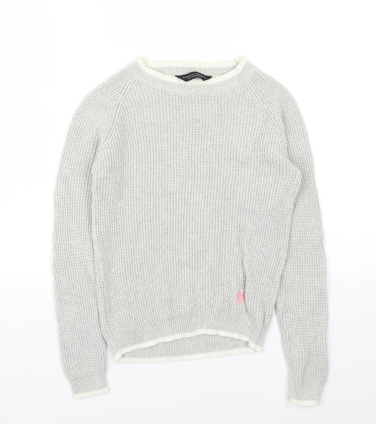 Dorothy Perkins Womens Grey Round Neck Cotton Pullover Jumper Size 6