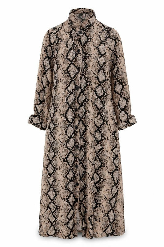 Next Womens Multicoloured Animal Print Viscose Shirt Dress Size 6 Collared Button - Snakeskin Pattern