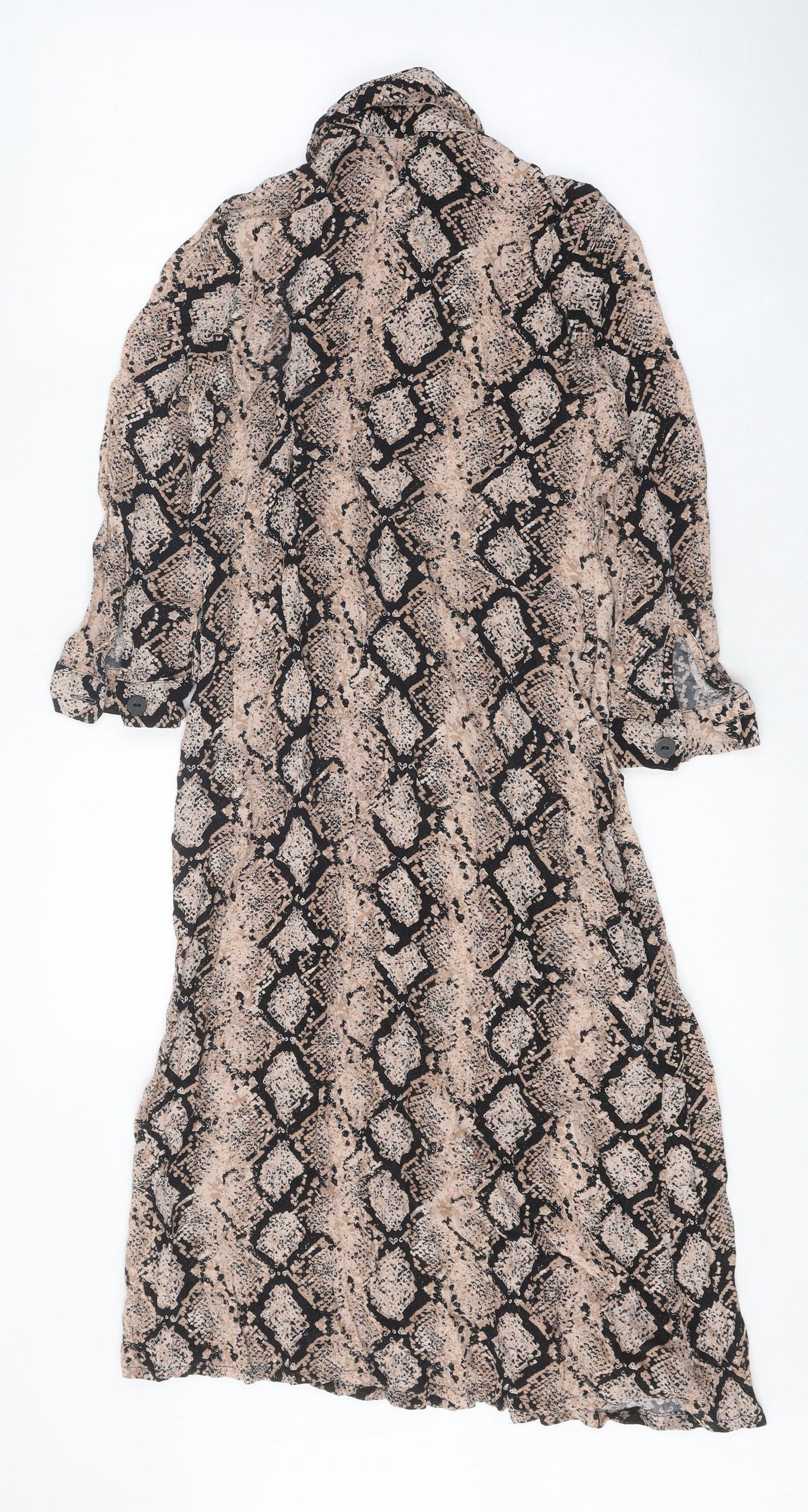 NEXT Womens Multicoloured Animal Print Viscose Shirt Dress Size 6 Collared Button - Snakeskin Pattern