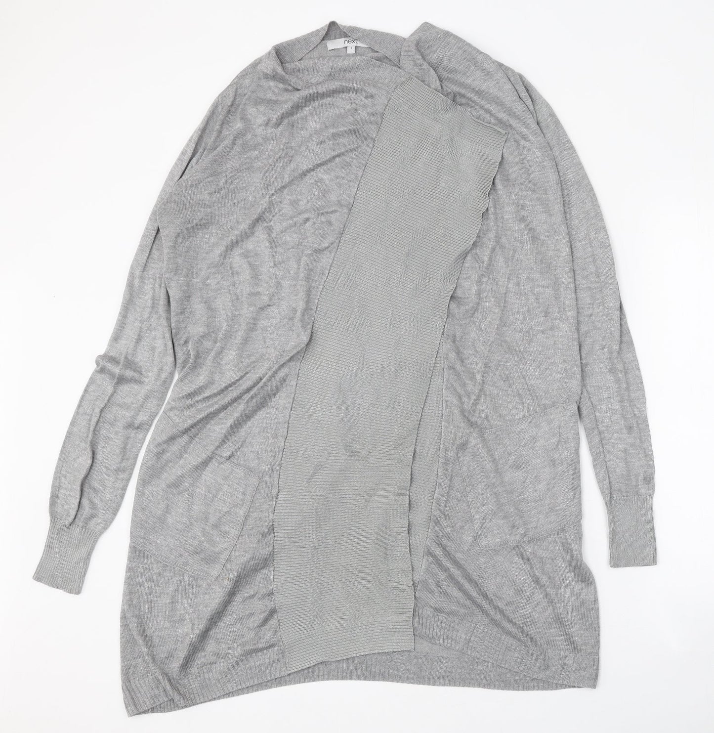 NEXT Womens Grey V-Neck Viscose Cardigan Jumper Size 8