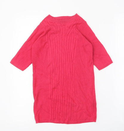 Marks & Spencer Womens Pink Round Neck Viscose Pullover Jumper Size S