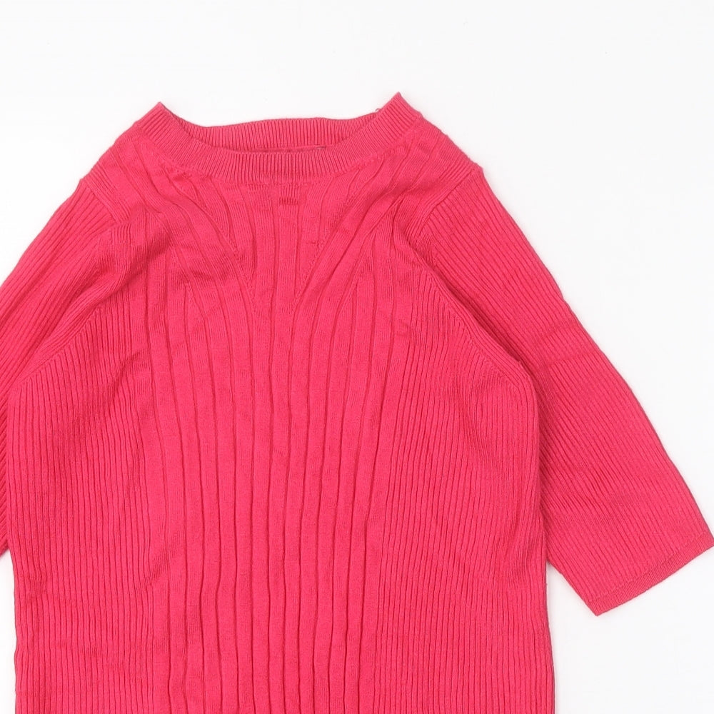 Marks and Spencer Womens Pink Round Neck Viscose Pullover Jumper Size S