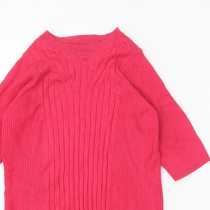 Marks & Spencer Womens Pink Round Neck Viscose Pullover Jumper Size S