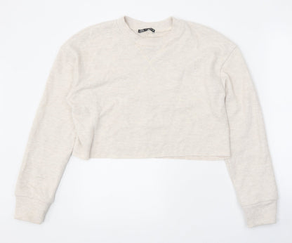 Zara Womens Beige Round Neck Polyester Pullover Jumper Size S