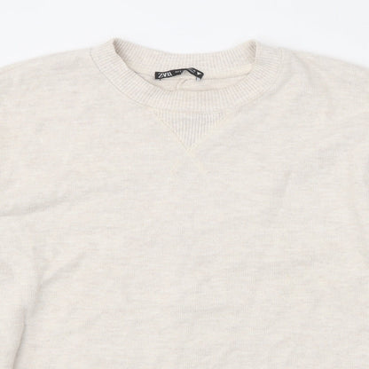 Zara Womens Beige Round Neck Polyester Pullover Jumper Size S