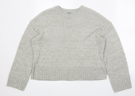 New Look Womens Grey Round Neck Acrylic Pullover Jumper Size S