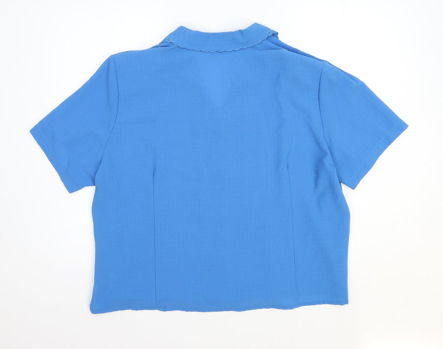 Clothes Contact Womens Blue Polyester Basic Button-Up Size 22 Collared