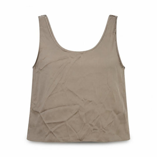 Zara Womens Brown Polyester Basic Tank Size L Scoop Neck