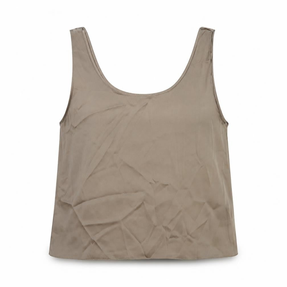 Zara Womens Brown Polyester Basic Tank Size L Scoop Neck