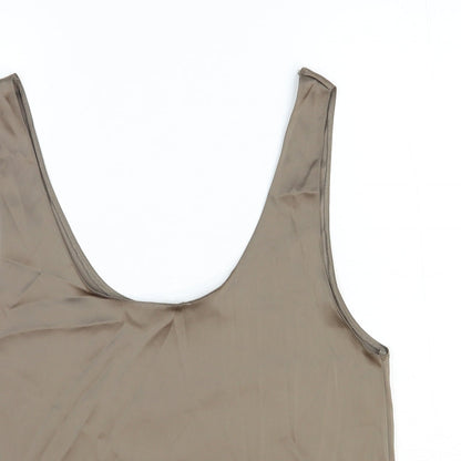 Zara Womens Brown Polyester Basic Tank Size L Scoop Neck