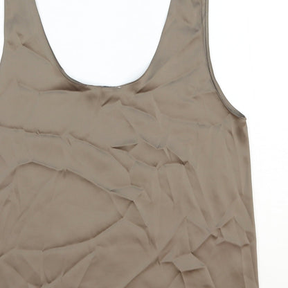 Zara Womens Brown Polyester Basic Tank Size L Scoop Neck