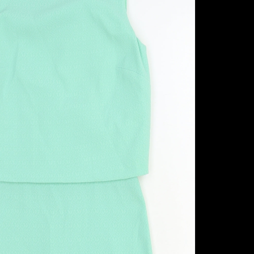Warehouse Womens Green Polyester A-Line Size 10 Round Neck Zip