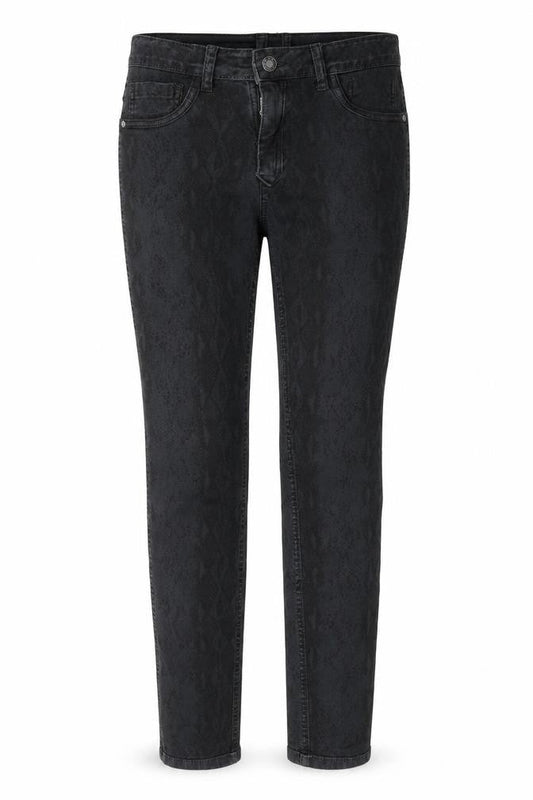 Womens Grey Animal Print Cotton Skinny Jeans Size 26 in Regular Button - Snake Skin Print