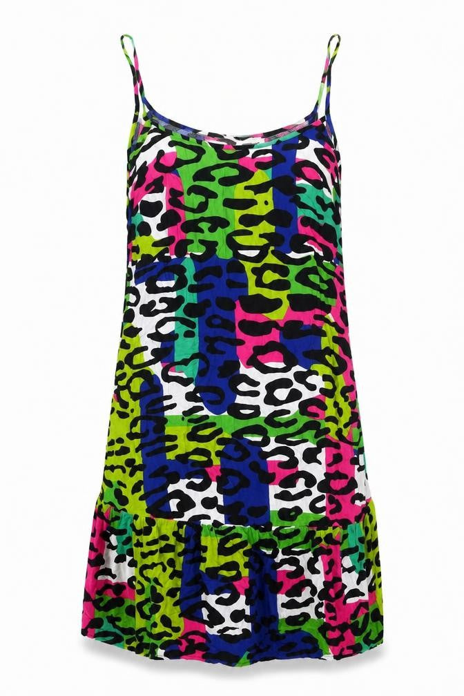 Matalan Womens Multicoloured Geometric Viscose Slip Dress Size 8 Round Neck Pullover