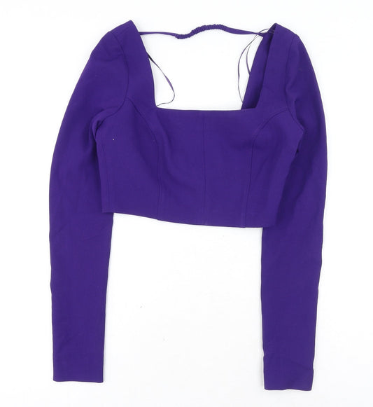 Zara Womens Purple Polyester Cropped Blouse Size XS Square Neck