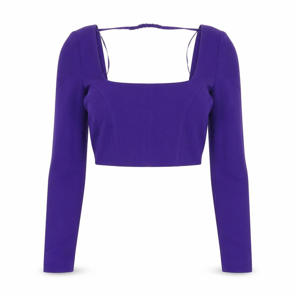 Zara Womens Purple Polyester Cropped Blouse Size XS Square Neck