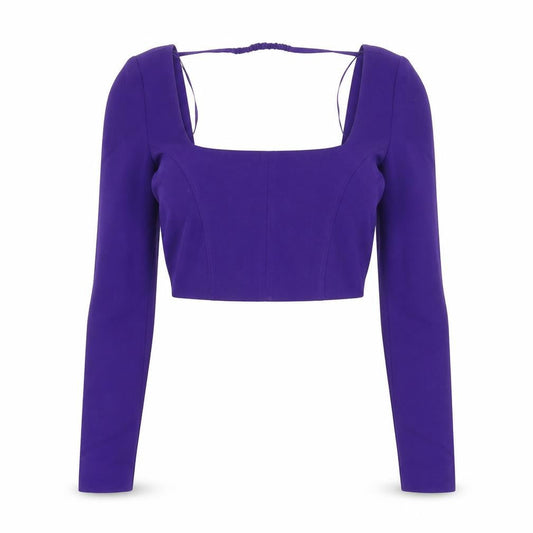 Zara Womens Purple Polyester Cropped Blouse Size XS Square Neck