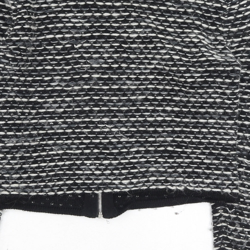 H&M Womens Black Round Neck Geometric Cotton Full Zip Jumper Size S