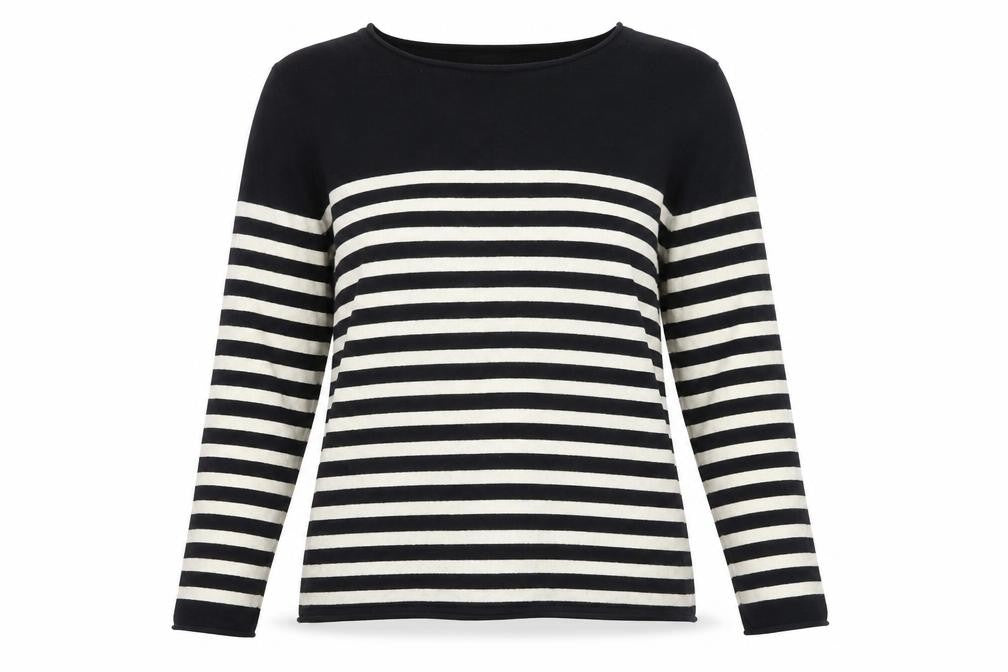 H&M Womens Black Round Neck Striped Acrylic Pullover Jumper Size M