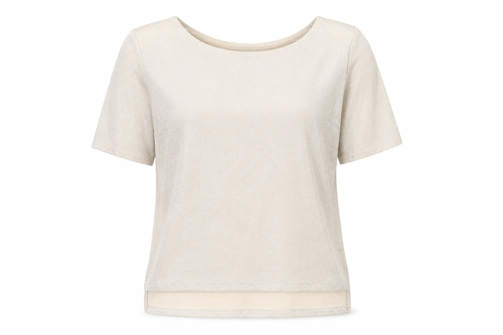 Papaya Womens Gold Polyester Basic T-Shirt Size 8 Boat Neck