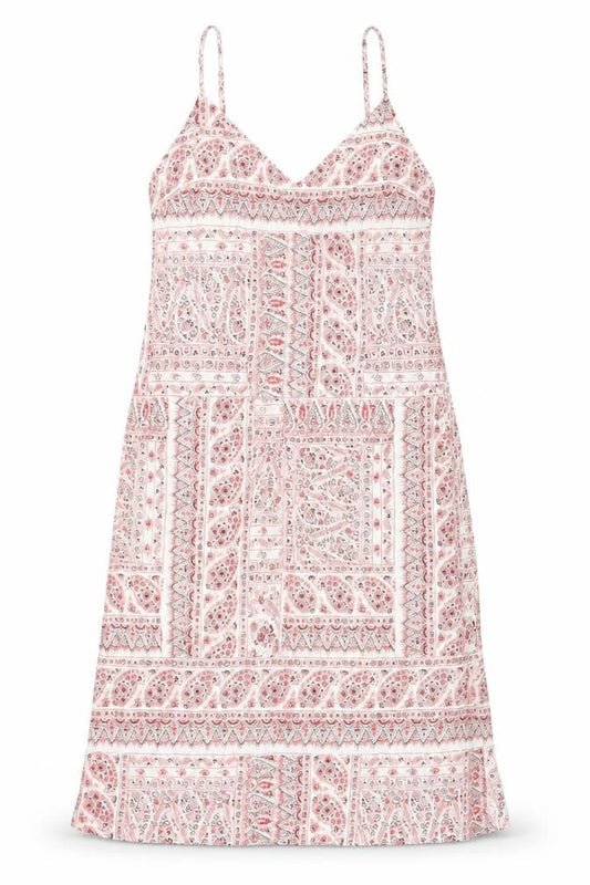 New Look Womens Red Paisley Polyester Slip Dress Size 10 V-Neck Pullover