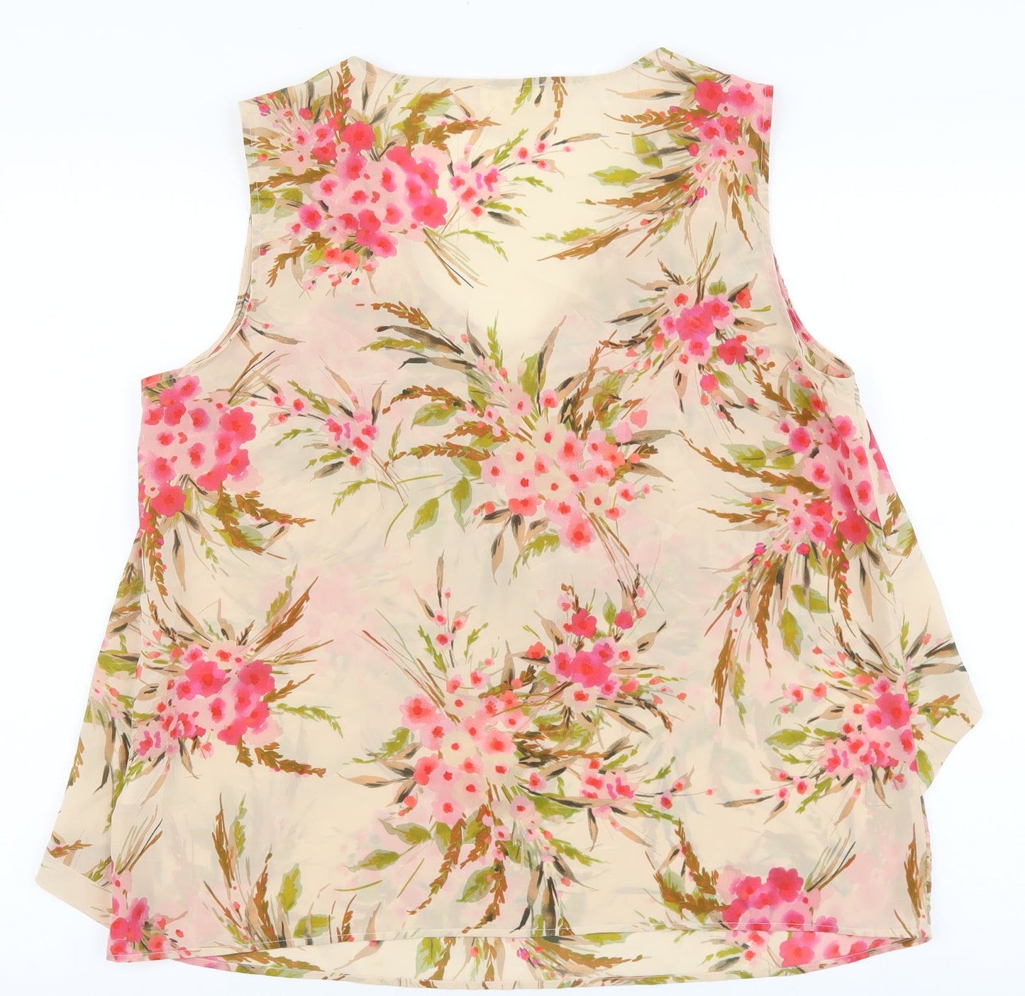 Linea Womens Pink Floral Polyester Basic Tank Size 12 V-Neck