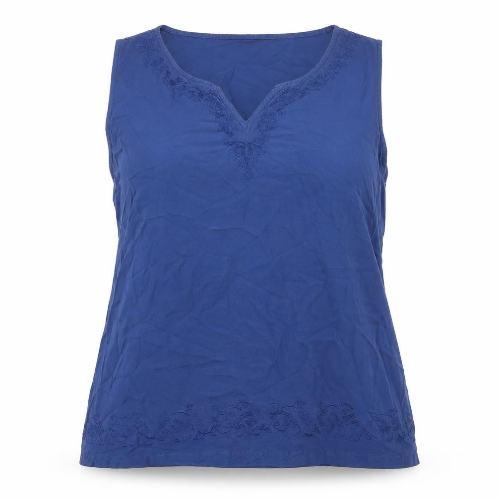 Joie de Vivre Womens Blue Viscose Basic Tank Size 14 V-Neck