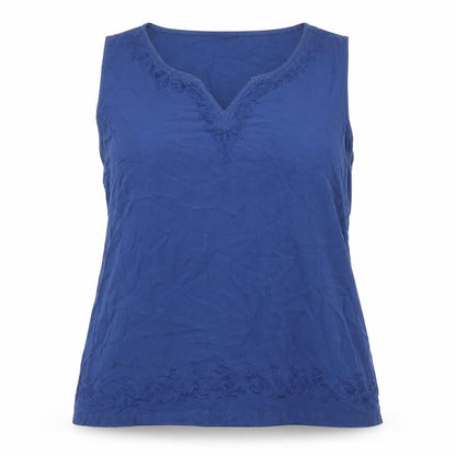 Joie de Vivre Womens Blue Viscose Basic Tank Size 14 V-Neck