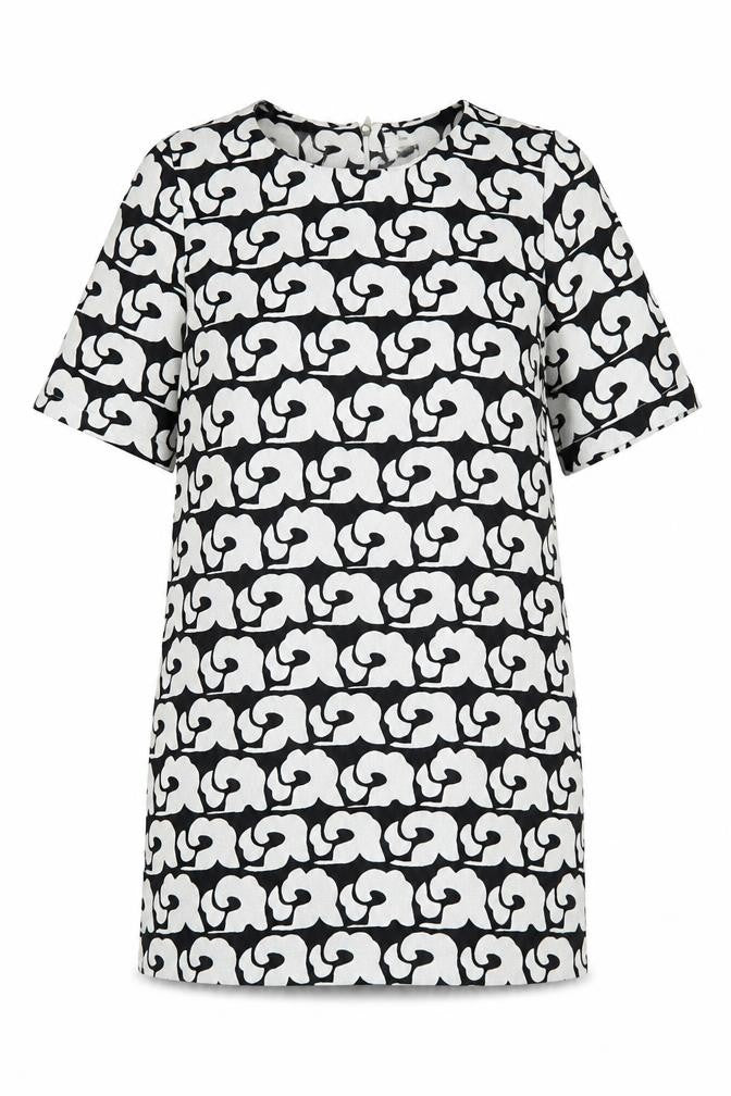 Glamorous Womens Black Geometric Polyester Shift Size XS Boat Neck Zip