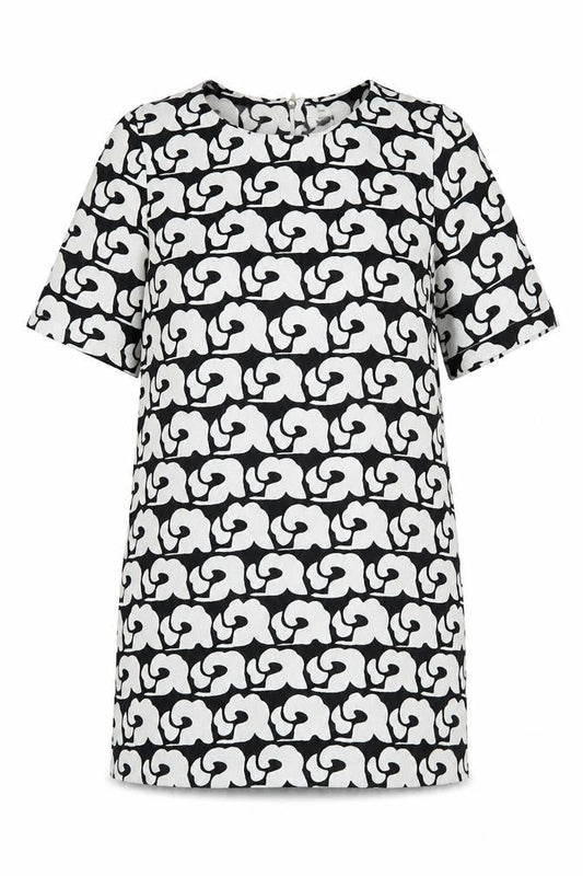 Glamorous Womens Black Geometric Polyester Shift Size XS Boat Neck Zip