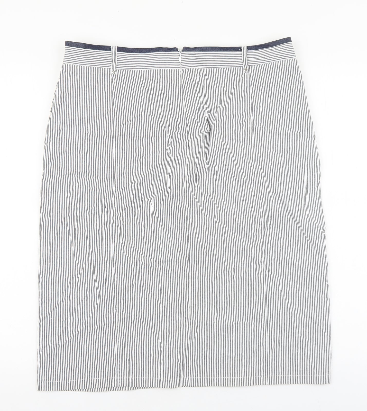 CERULEAN Womens Blue Striped Cotton Straight & Pencil Skirt Size 14 Zip