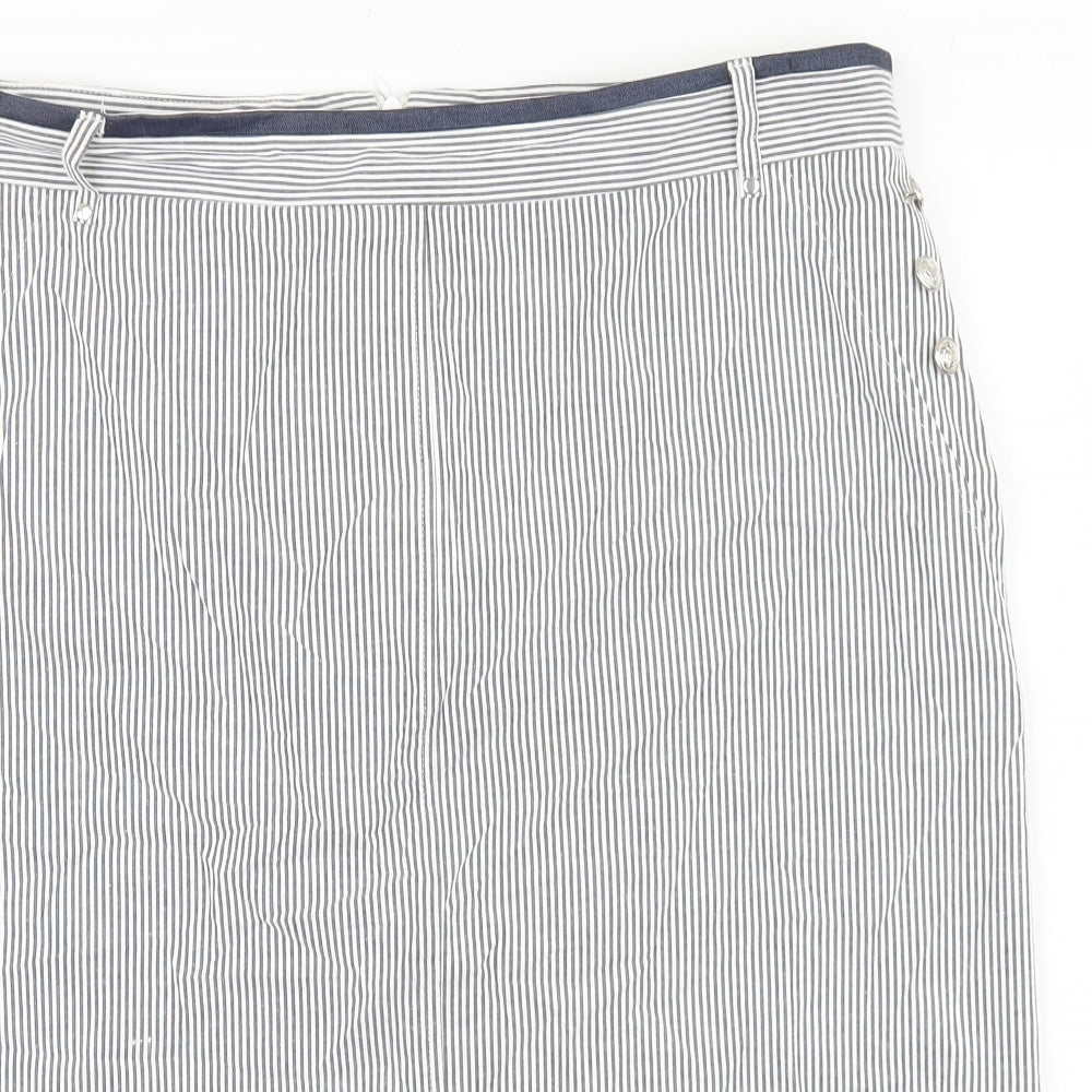CERULEAN Womens Blue Striped Cotton Straight & Pencil Skirt Size 14 Zip