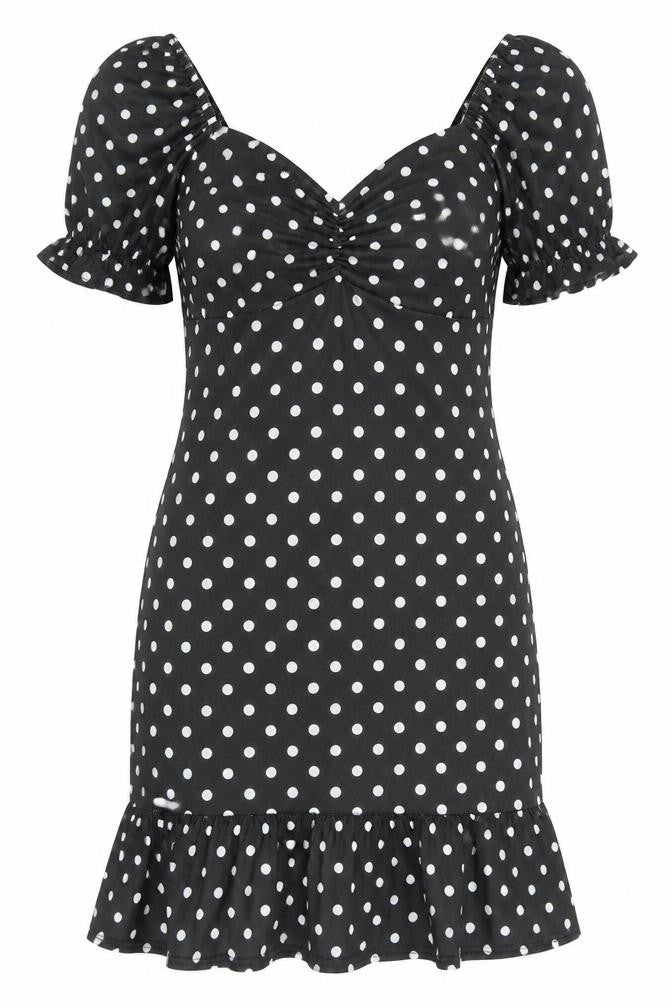 Somebody Else Womens Black Polka Dot Polyester Pencil Dress Size M V-Neck Pullover