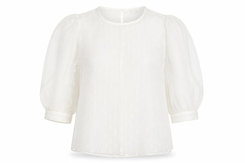 Primark Womens White Polka Dot Polyester Basic Blouse Size 10 Round Neck