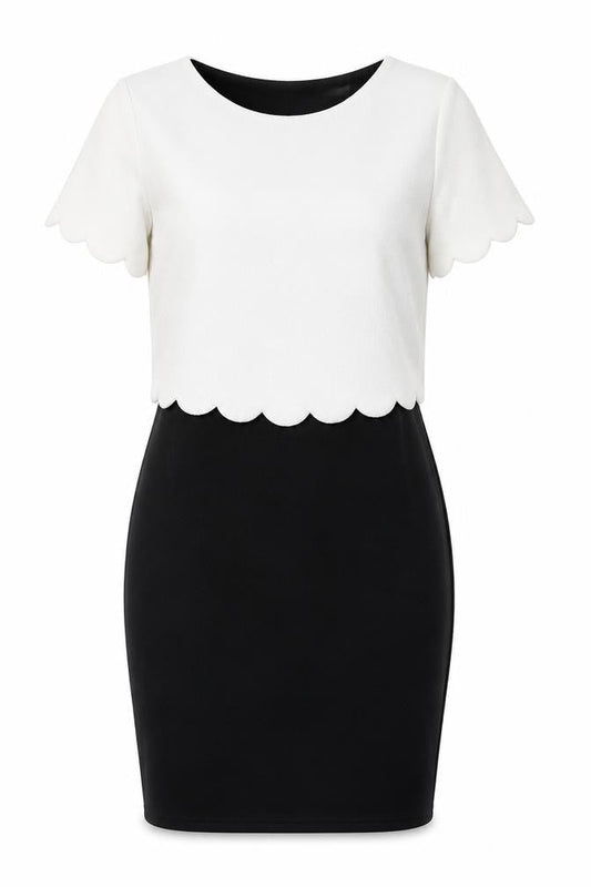 Boohoo Womens Black Colourblock Polyester Pencil Dress Size 10 Boat Neck Pullover
