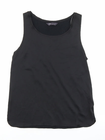 Marks & Spencer Womens Black Polyester Basic Tank Size 6 Boat Neck