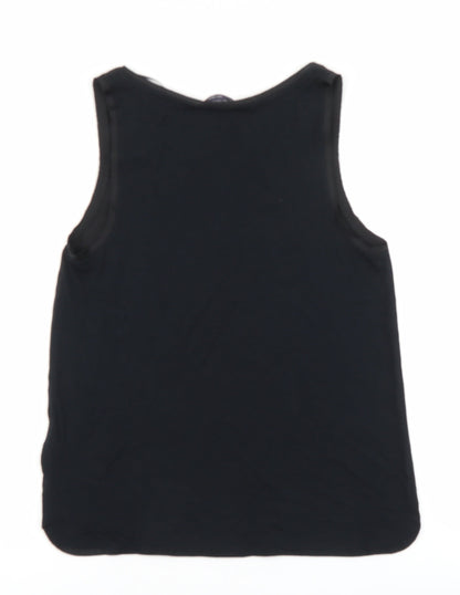 Marks & Spencer Womens Black Polyester Basic Tank Size 6 Boat Neck