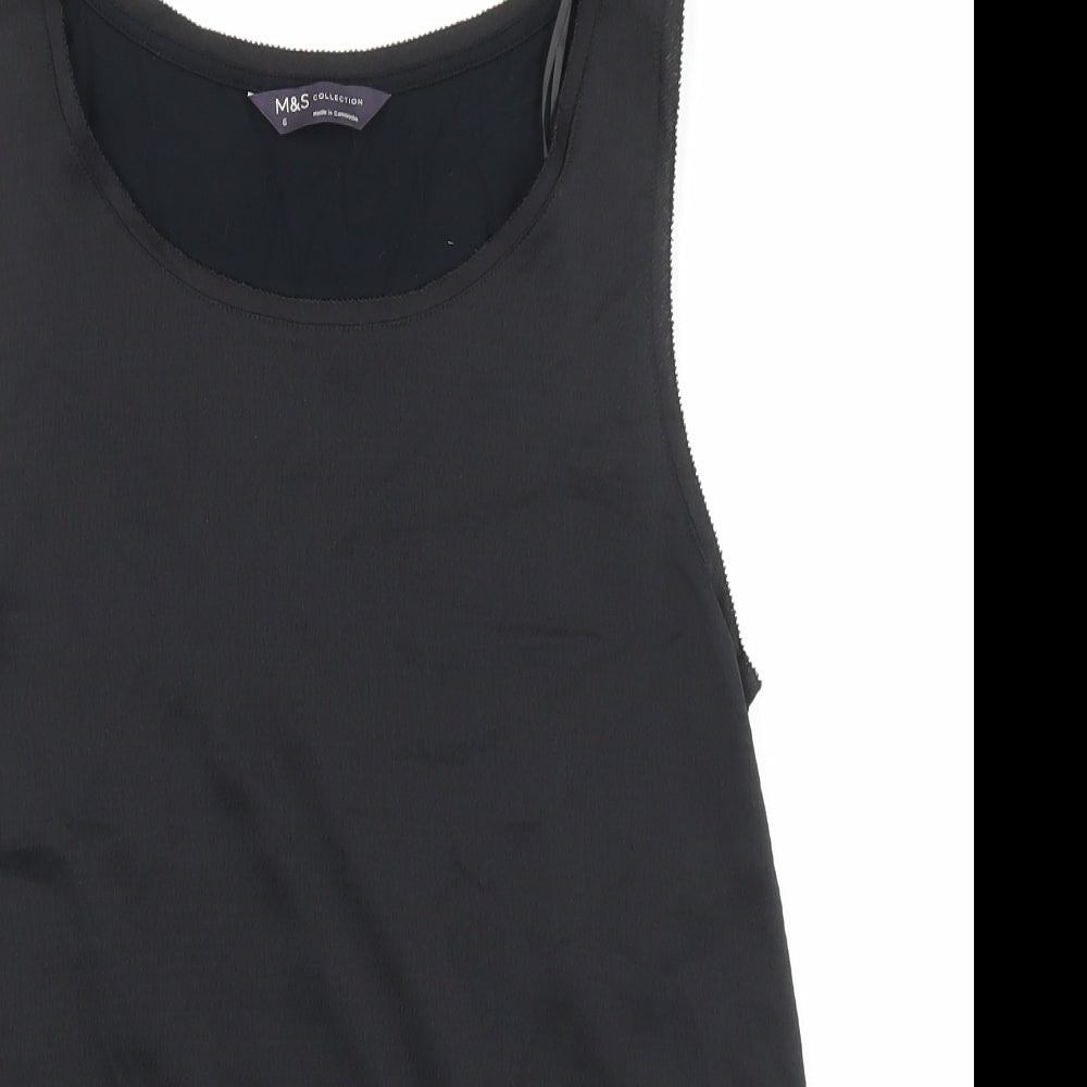 Marks and Spencer Womens Black Polyester Basic Tank Size 6 Boat Neck
