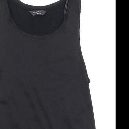 Marks & Spencer Womens Black Polyester Basic Tank Size 6 Boat Neck