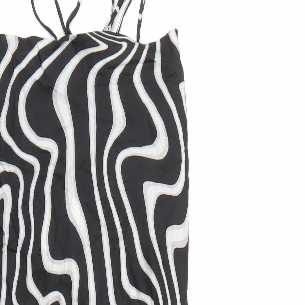 Zara Womens Black Geometric Polyester A-Line Size S Square Neck Tie