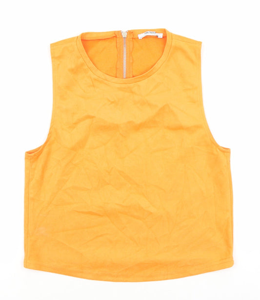 Zara Womens Orange Polyester Basic Tank Size 6 Round Neck