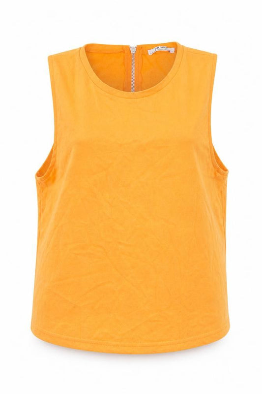 Zara Womens Orange Polyester Basic Tank Size 6 Round Neck