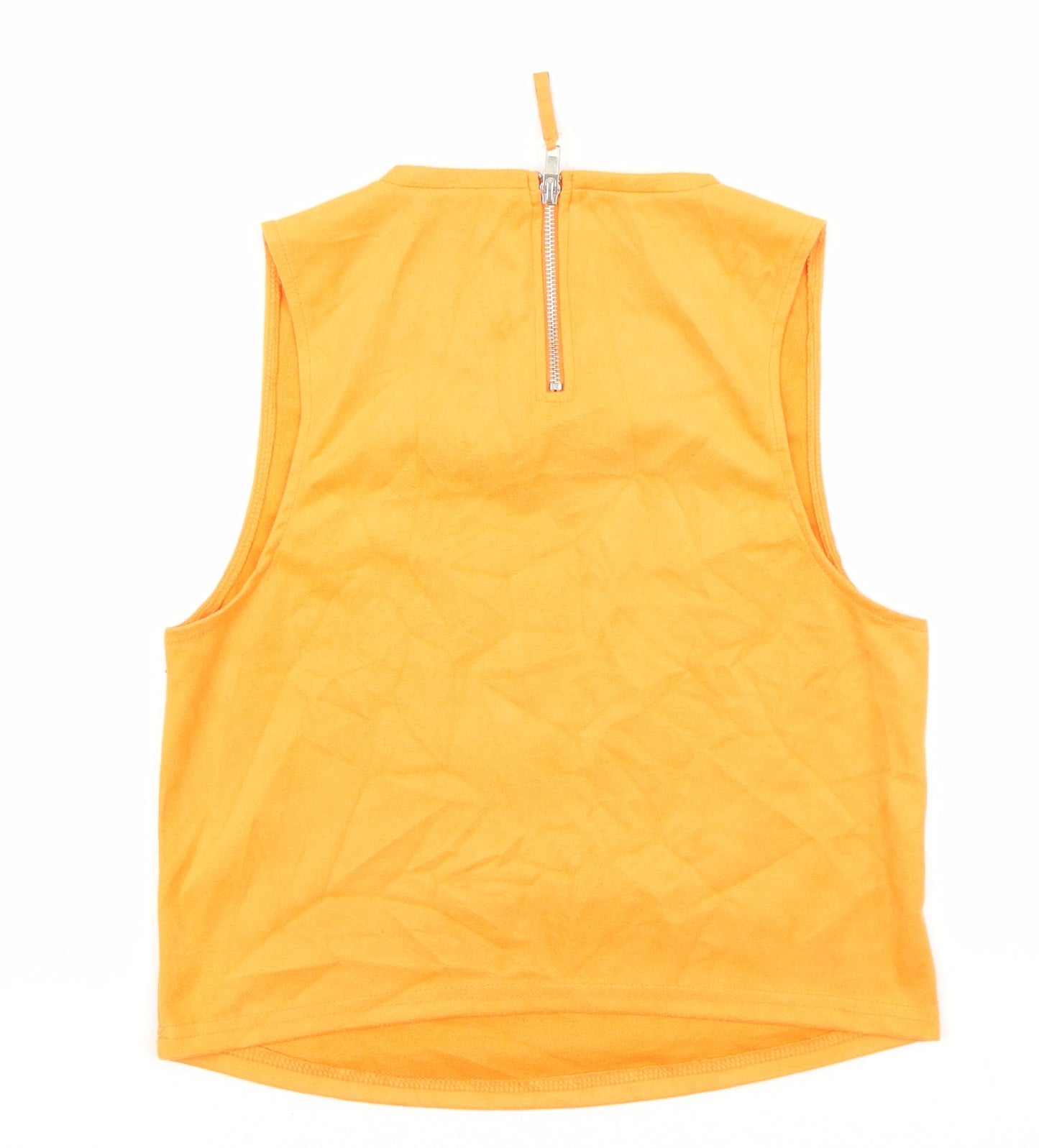 Zara Womens Orange Polyester Basic Tank Size 6 Round Neck